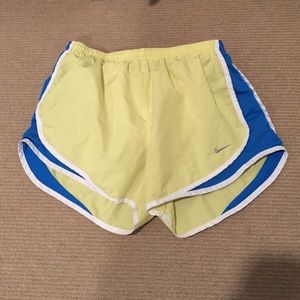 Blue and yellow Nike Shorts w/ built in underwear