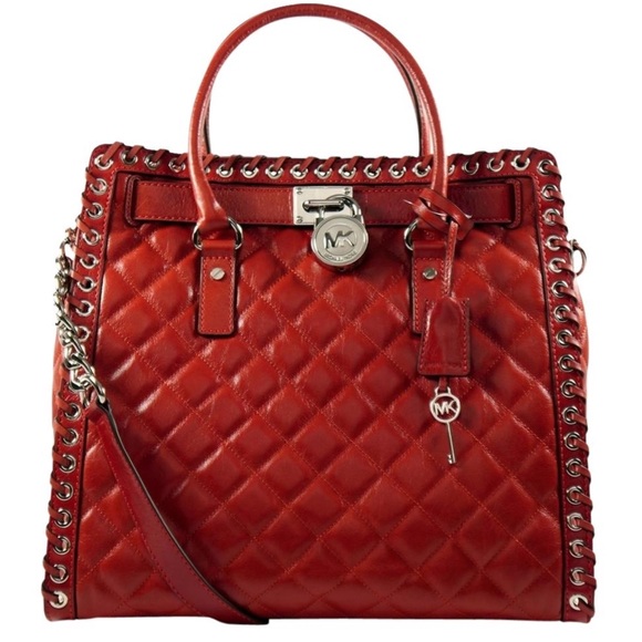 NEW! Red/Silver Hamilton Quilted Leather MK Bag!