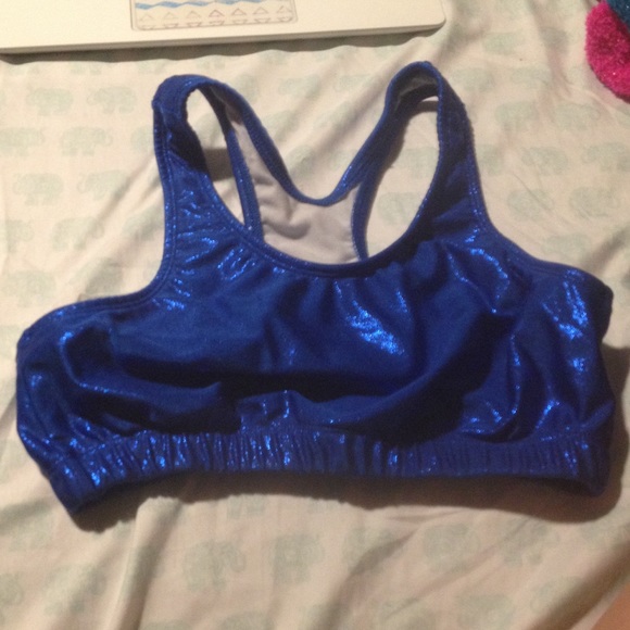 Metallic blue sports bra
