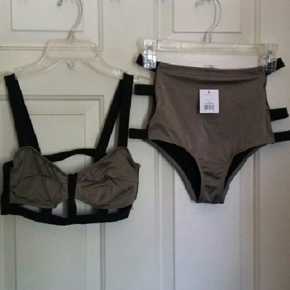 Topshop Two Piece High Waist Swim Suit - Picture 2 of 11