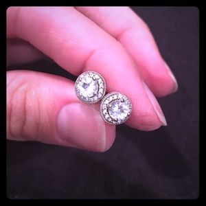 White Topaz halo earrings in .925 silver