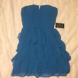 Ruffle chiffon slit pleated dress