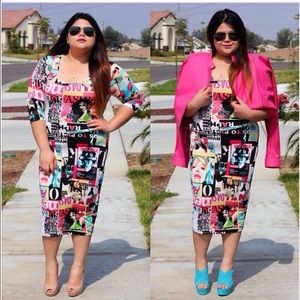 Vogue print bodycon dress
