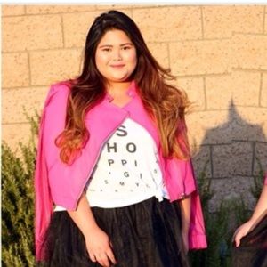 Pink leather jacket!