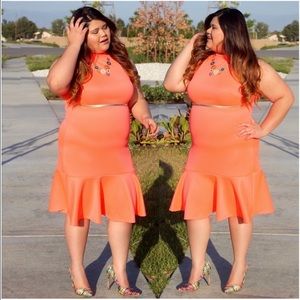Orange bodycon dress