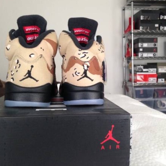 Air Jordan 5 Retro Supreme Desert Camo Sz 9 - Picture 1 of 4