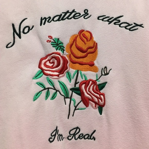 SOLD 🩰 80s Pink Floral Turtleneck Sweatshirt No Matter What I’m Real Inu Inu - Picture 4 of 4