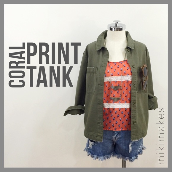 one clothing Tops - [ one clothing ] coral printed tank lace detail