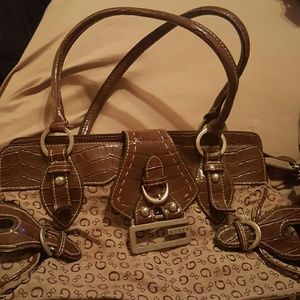 Guess monogram leather handbag