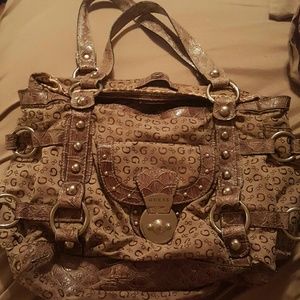 Guess monogram leather bag w/ secret pockets