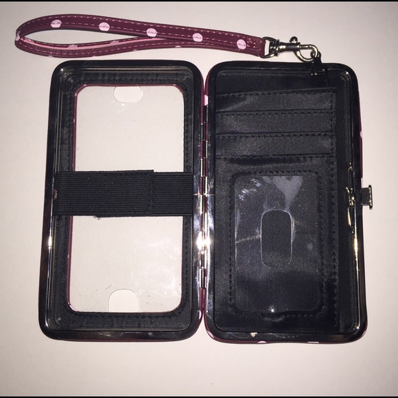 Maroon polka dot iPhone 6 wallet case - Picture 2 of 4