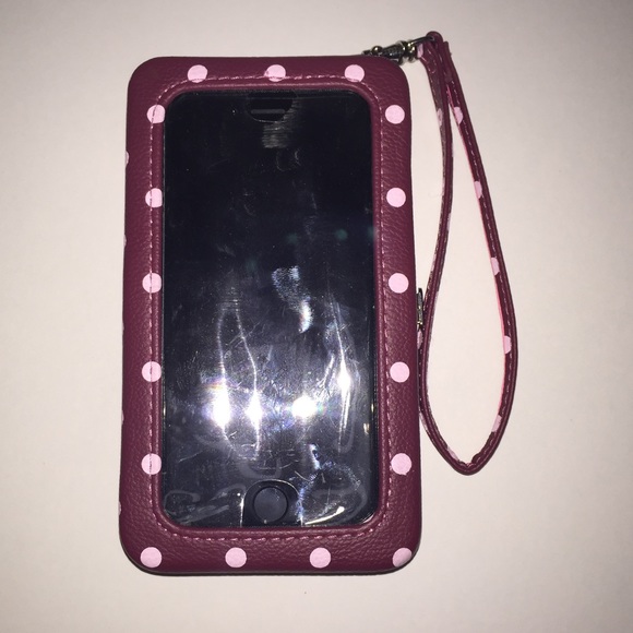 Maroon polka dot iPhone 6 wallet case - Picture 4 of 4
