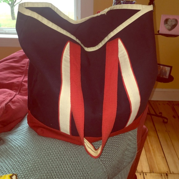 Blue white and red tote