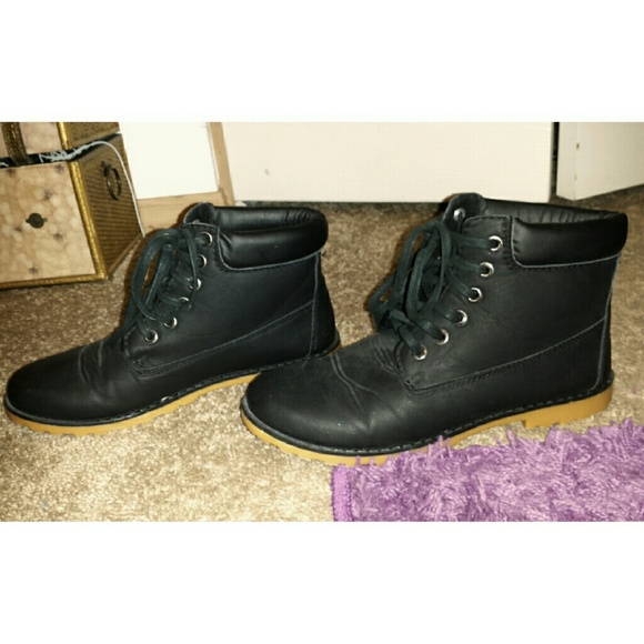 Black lace up booties