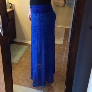 LAST CALL! Blue stretchy lace maxi skirt!