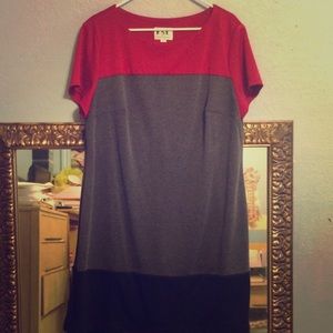 Three color print dress