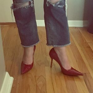 Additional pictures of BCBG Red Striped Heels