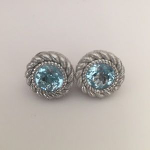 Blue Topaz Judith Ripka earrings. Stamped 925.