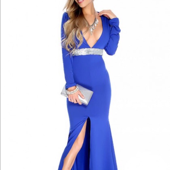 Royal blue long sleeve body party dress