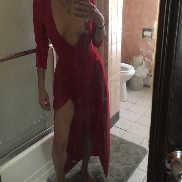 Red AA Crepe julliard wrap dress