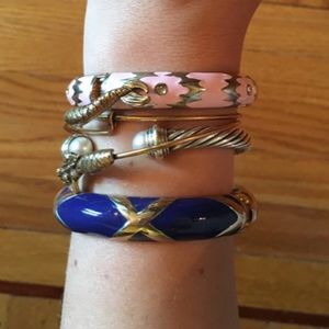 Sequin Brand enamel hinged bangles