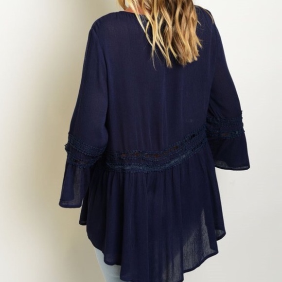 SOLD IN BUNDLEπNavy Boho Topπ - Picture 2 of 4