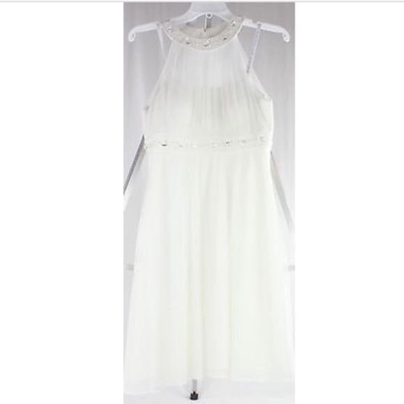 🚫DB Studio White Dress with Rhinestone Accents - Picture 4 of 4