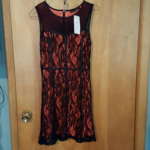 Orange & Black lace dress