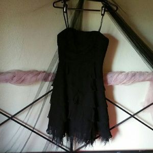 BCBG MAXAZRIA black tiered chiffon with feathers 4