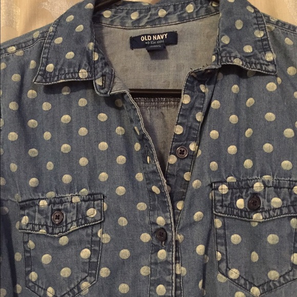 Old Navy Polka Dot Chambray Button Up - Picture 2 of 4