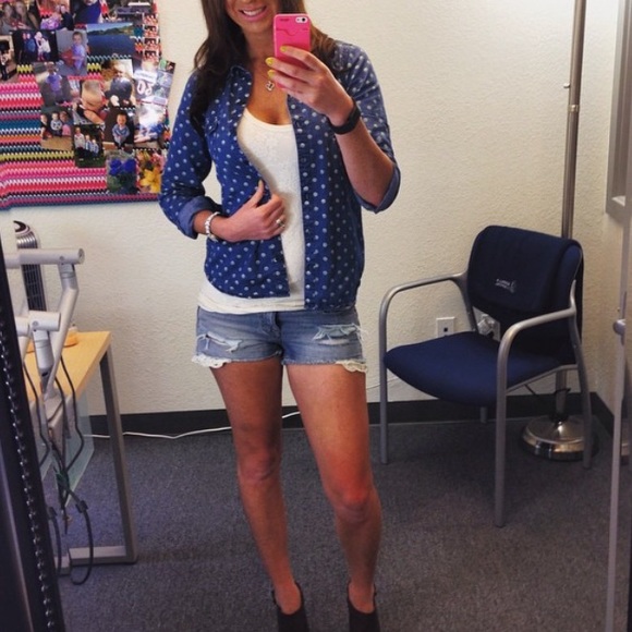 Old Navy Polka Dot Chambray Button Up - Picture 4 of 4