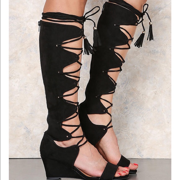 Lace up wedge sandals