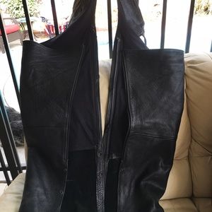 Leather chaps.