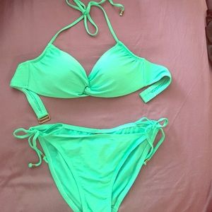 Luminous green push-up  swim suit
