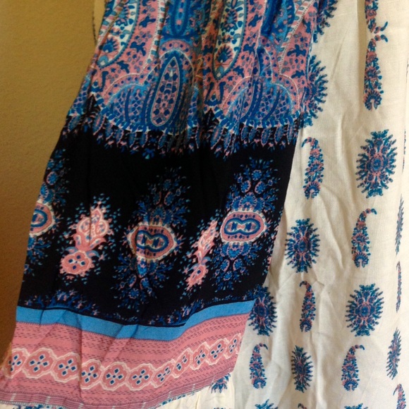Pink & Blue Off the Shoulder Fringe Dress - Picture 4 of 4