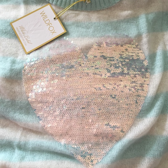 Wildfox WHITE LABEL glitter stripe heart sweater - Picture 2 of 4