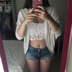 White Half-Sleeved Cardigan