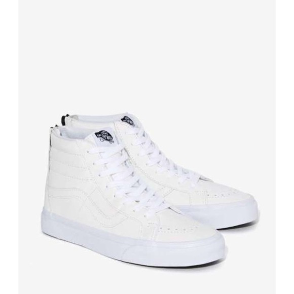 white leather high top vans