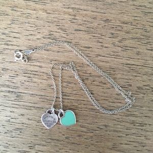 Tiffany Double Heart Tag Pendant Necklace