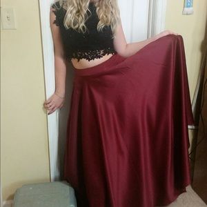 Burgundy & Black Prom Dress