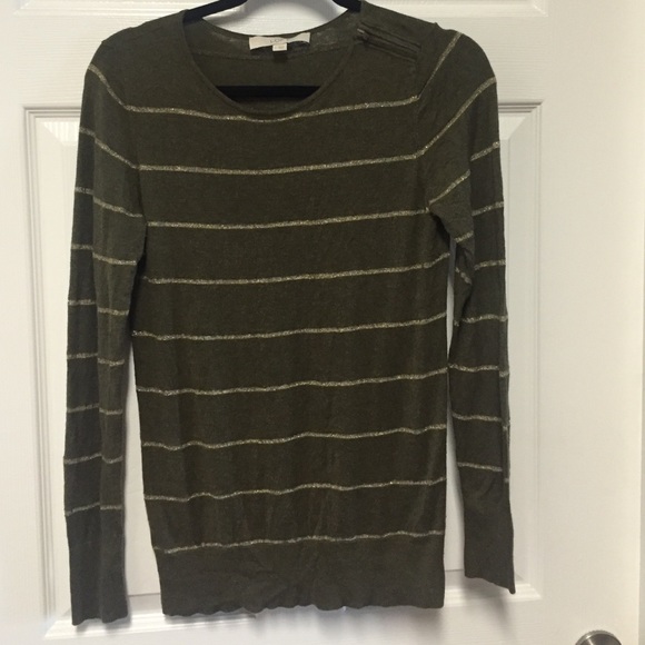 Green and gold LOFT sweater