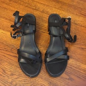 Forever 21 Black Strappy Kitten Block Heels