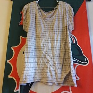Tan and beige striped short sleeve