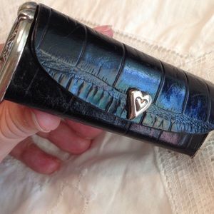 Black alligator leather lipstick mirrored case