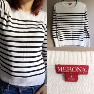 White and black stripe sweater