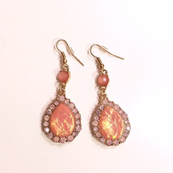 Pink and Gold Tear Drop Earrings