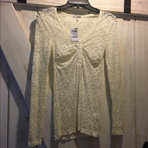 White Lace Long Sleeve Shirt