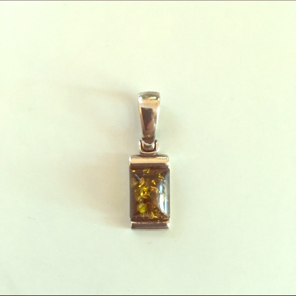 Sterling silver green amber pendant