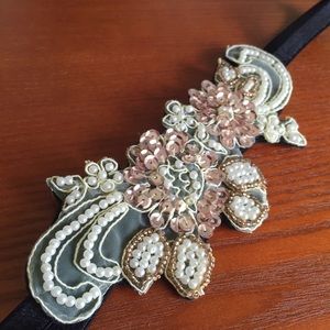 Beaded Sequined Floral Detailed Headband