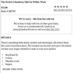 Madewell Tops - Madewell chambray shirt Madewell Tops - Madewell chambray shirt